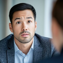 Obraz premium man with concerned expression in business meeting