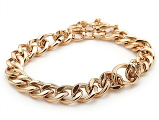 Obraz premium Elegant gold chain bracelet on a white background highlighting luxurious design