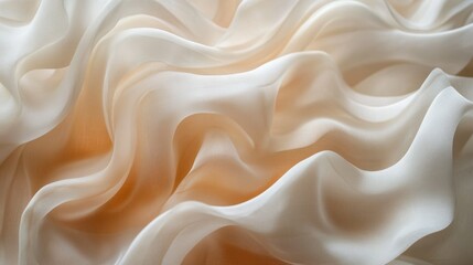 Obraz premium Delicate creamy fabric drapes and folds in soft illumination