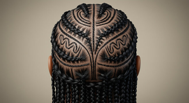 Braided hair, close up of African American woman with cornrows hairstyle in studio. Beauty, fashion and style concept for salon, hairdresser or beauty product