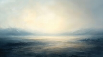 Fototapeta premium A serene landscape painting with ethereal light and soft tones
