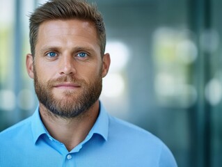 Obraz premium portrait of a man with blue eyes and a beard
