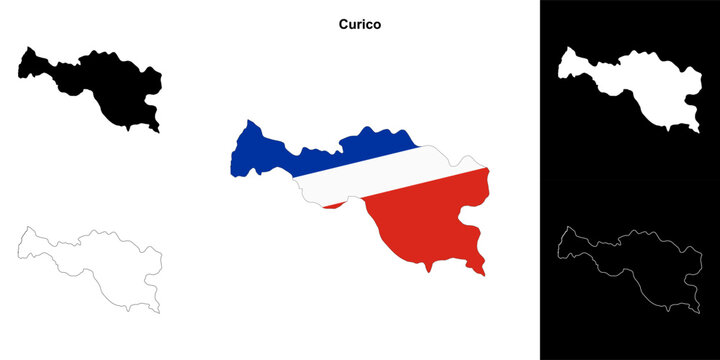Curico province outline map set