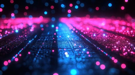 Obraz premium Abstract Neon Lightscape: A Symphony of Pink and Blue