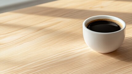 cup of coffee on a wooden table