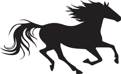 Horse running silhouette using flat solid black color design, vector illustration design on a white background.