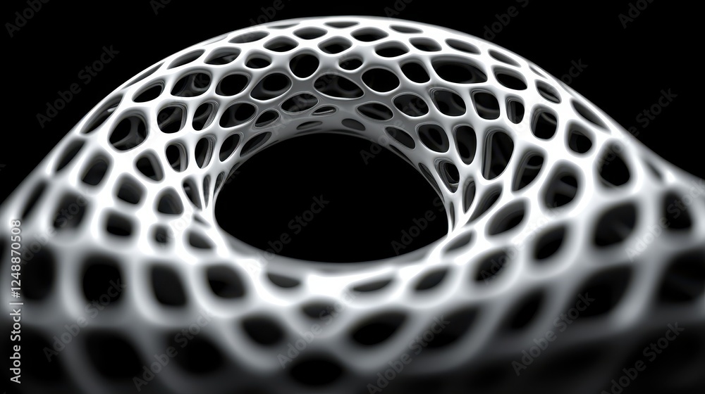 Poster abstract white lattice structure, dark background, 3d render, design concept