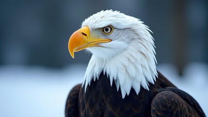 Obraz premium Majestic White-tailed Eagle Winter Portrait - Sharp Focus, Bright Colors