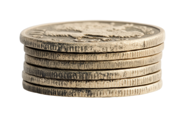 Stacked coins display home still life indoor isolated on transparent background