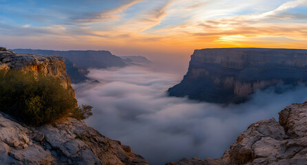 Sweeping vistas meet ethereal inversions, a landscape of dramatic cliffs and misty valleys painted...