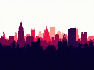 Fototapeta premium City Skyline Silhouettes - Architectural Impressions