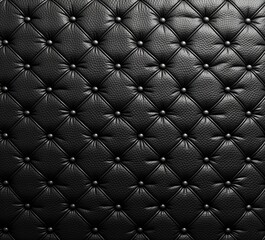 Naklejka premium Black Quilted Leather Close-Up, Abstract Background, High-Quality AI Art