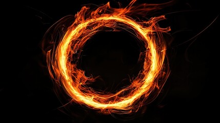 Fiery circular frame against a dark background.