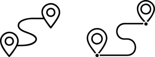 Route and distance icon set. Track Map icon vector.