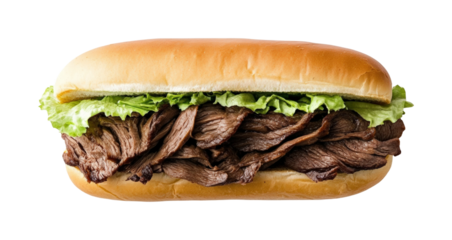 Fresh casual gourmet beef sandwiches on wheels isolated on transparent background