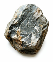 An isolated geological specimen showcases its rugged texture and earthy tones against a clean background for detailed study