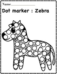 Zebra dot marker worksheet activity for kids, preschool, kindergarten and homeschool.