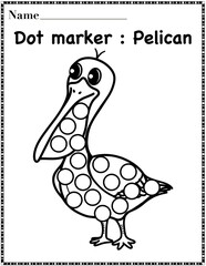Pelican dot marker worksheet activity for kids, preschool, kindergarten and homeschool , fit for 8.5”x11” size