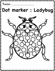 Ladybug dot marker worksheet activity for kids, preschool, kindergarten and homeschool , fit for 8.5”x11” size