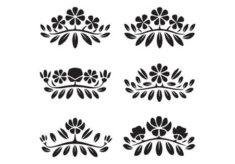Naklejka premium A collection uniquely designed decorative ornament borders in silhouette style. Each border features a centered dividing line for symmetry, with bold and fresh vector detailing.