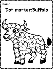 Buffalo dot marker worksheet activity for kids, preschool, kindergarten and homeschool , fit for 8.5”x11” size
