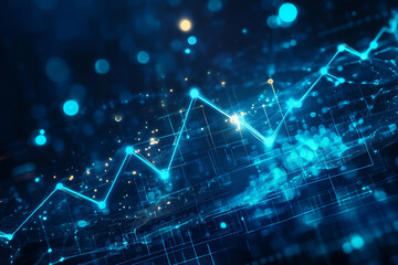 Glowing graph and charts, abstract background with lines generated with AI