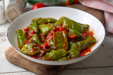 Fried peppers with tomato sauce