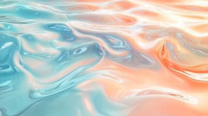 Obraz premium Abstract glossy fluid art rendered in blue and orange tones