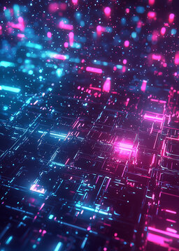 Futuristic glowing digital fractal realm with stars and energy, Background digital tech futuristic technology abstract network blue modern concept science. abstract background with neon lines and