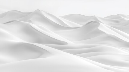 Abstract white landscape mountains, digital art, minimalist background, graphic design