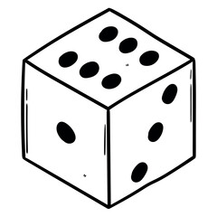 Hand drawn doodle die on a white background.