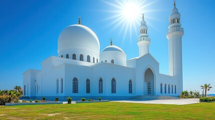 Fototapeta premium Radiant White Mosque under the Sun