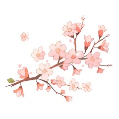 simple Cherry blossom flat design white background, generation AI 