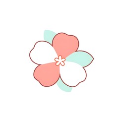 simple Cherry blossom flat design white background, generation AI 