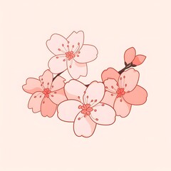 simple Cherry blossom flat design white background, generation AI 