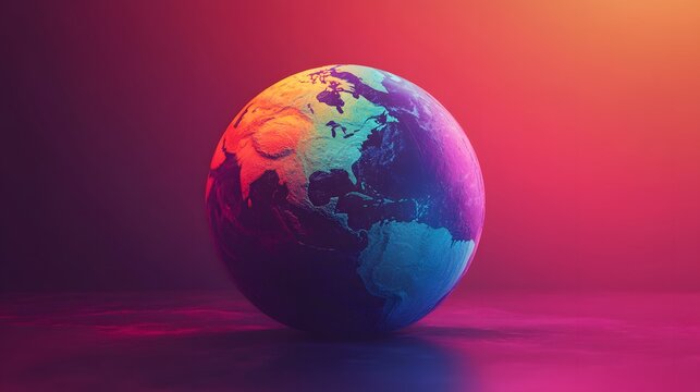 Low-poly planet modeled in 3d vivid colors under s 07f84fa7-eec6-40dd-a46d-97a7e6fa6c66 1 colorful globe on pink background