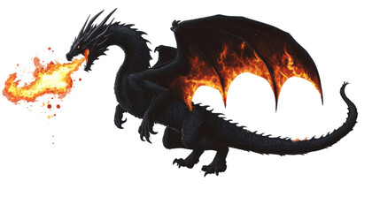 dragon with fire isolated on white background 