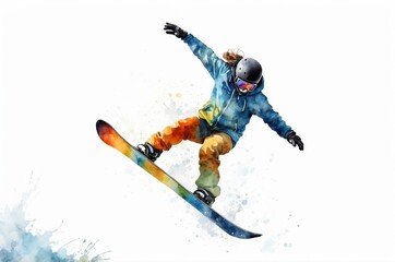 Abstract silhouette healthy lifestyle energy sport watercolor illustration in action, people theme concept texture design.
