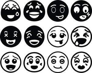 Sad & Embarrassed Emoji Vector Set | Emotional Faces & Expressions. Vector illustration.