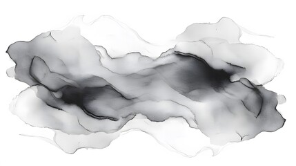 Abstract monochromatic ink wash creates a cloud like shape