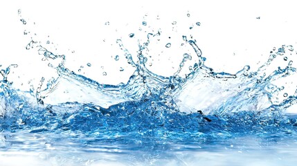 Powerful water splash against a white background.