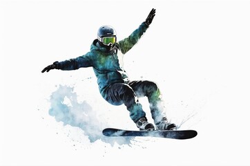 Obraz premium Abstract silhouette healthy lifestyle energy sport watercolor illustration in action, people theme concept texture design. 