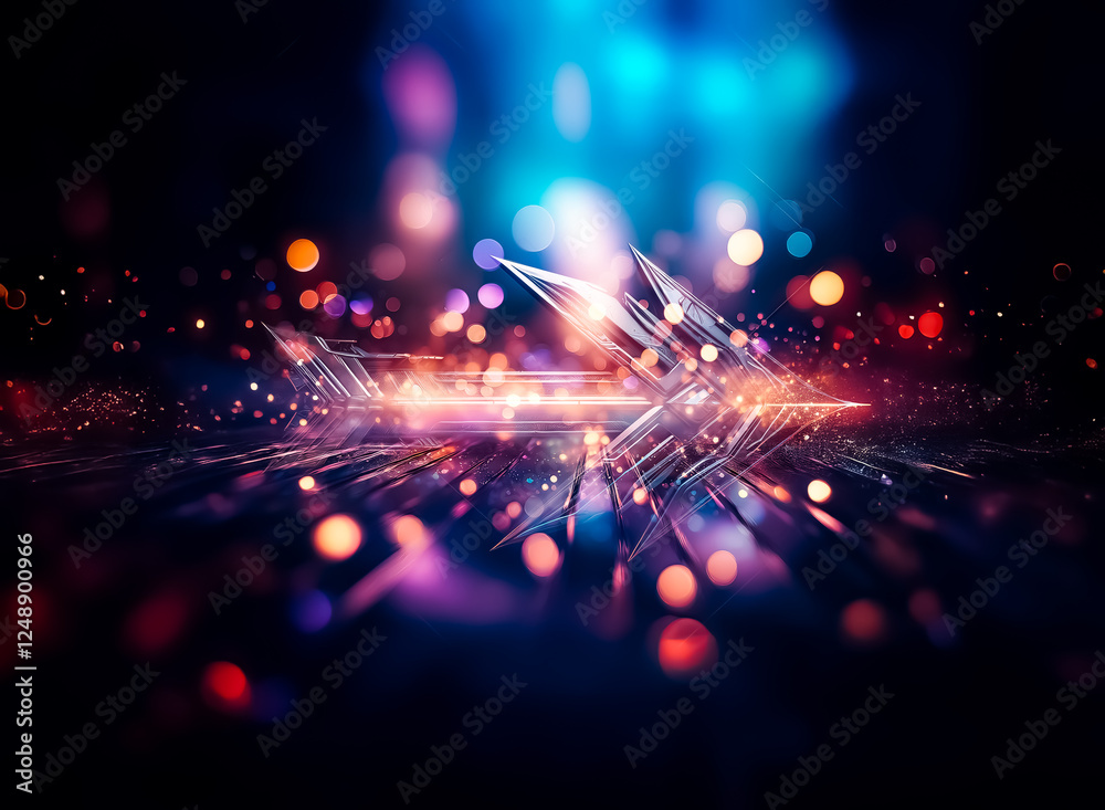Leinwandbilder sleek metallic arrow design, sharp and angular, points right against a dark backdrop. reflective sur