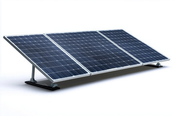 Selective focus solar panels isolated on white background, Renewable energy generator.
