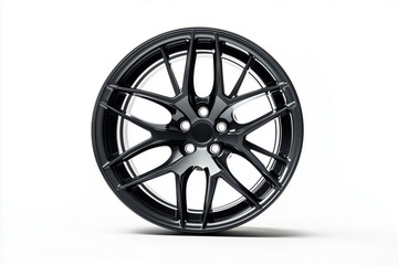 Obraz premium Car wheel isolated on white background, Selective focus wheel for vehicle on white background.