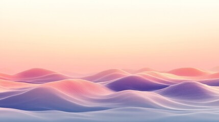 Abstract pastel landscape showing soft rolling hills under a sky