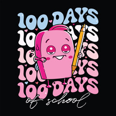 100 Days of School Illustration T shirt Design Cute Valentine t shirt design