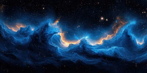 Obraz premium Vibrant Cosmic Nebula and Stellar Panorama in Digital Art