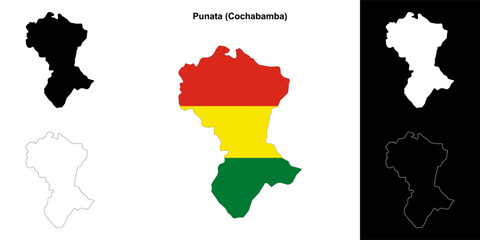 Punata province outline map set