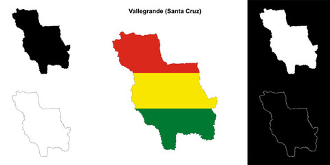 Obraz premium Vallegrande province outline map set